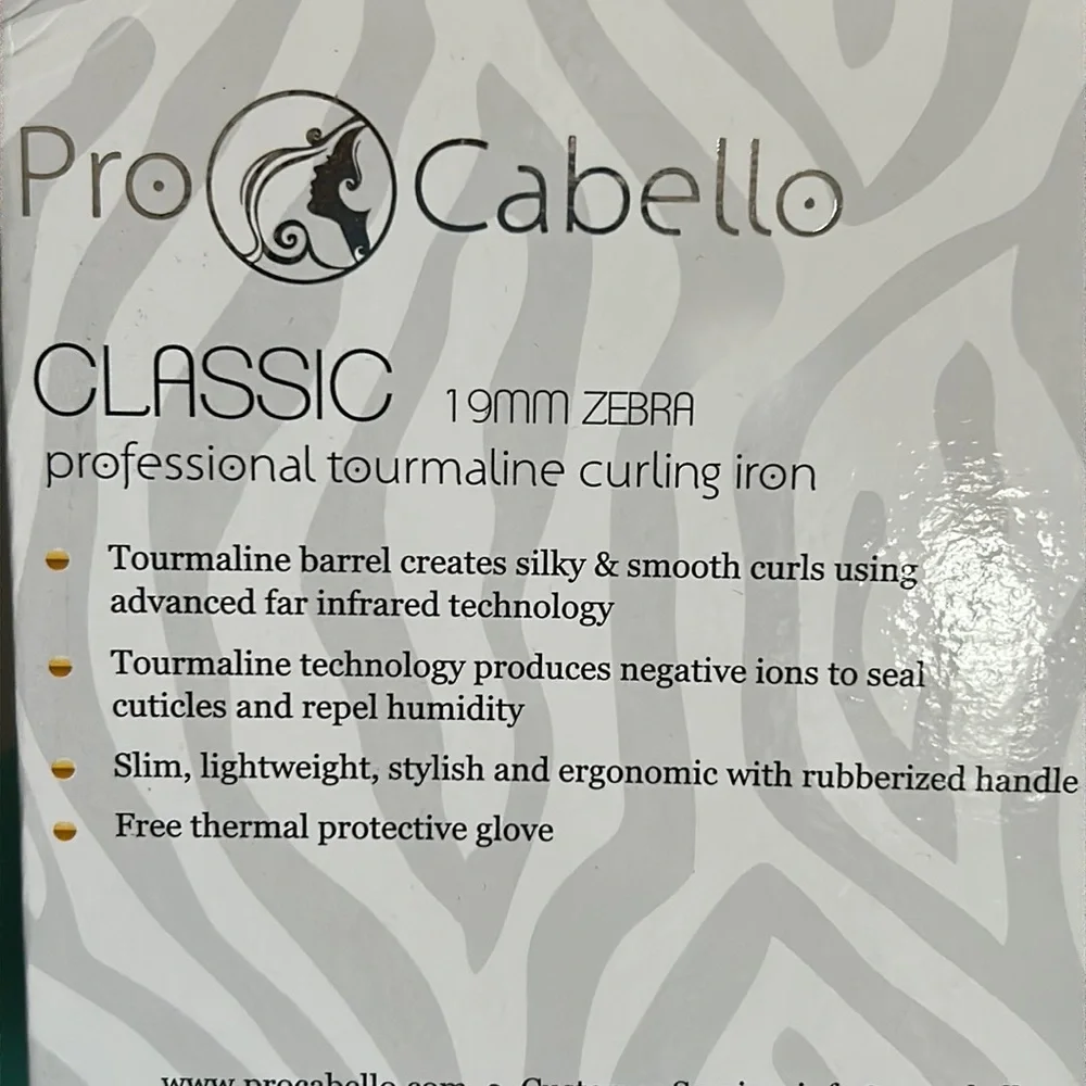NIB Professional Ceramic Curling Iron with Tourmaline Barrel Zebra Print
